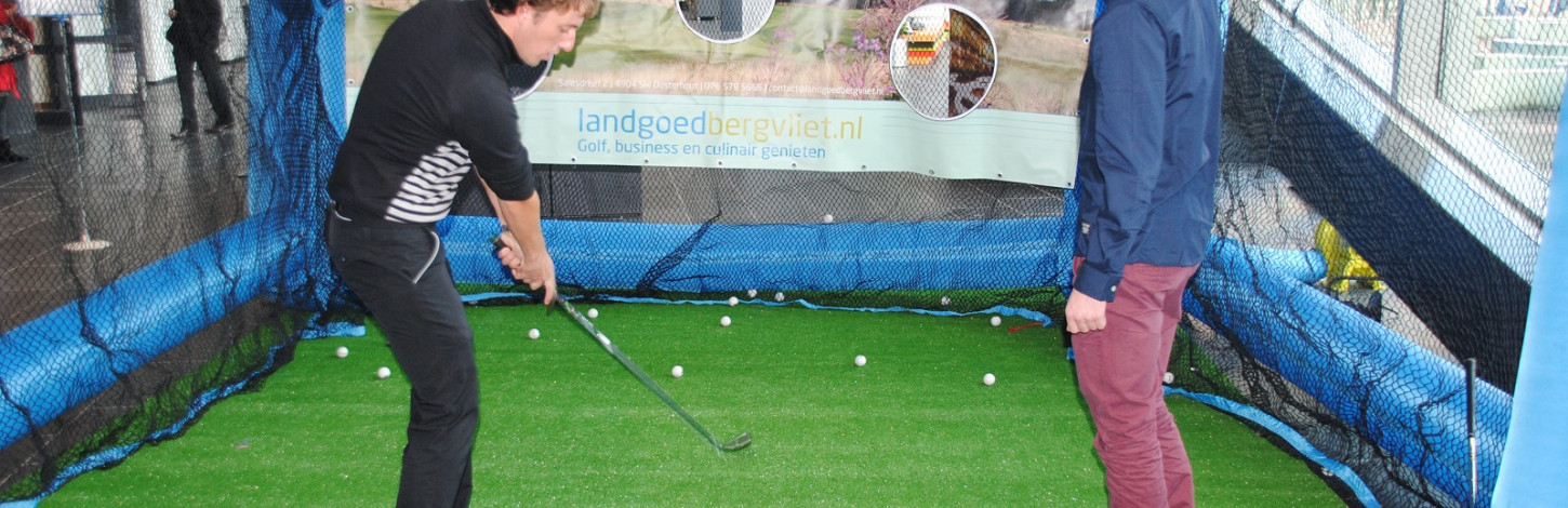 Afslagnet op de driving range van Landgoed Bergvliet